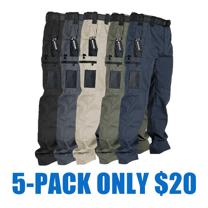 Men's Tactical Work Pants with Multi-Pocket Zipper Design