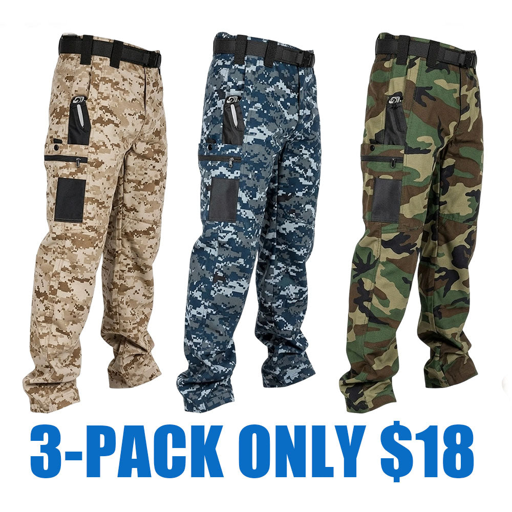 Men's Tactical Work Pants with Multi-Pocket Zipper Design