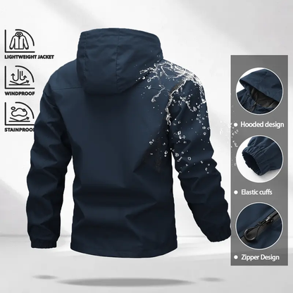 Unisex All-Weather Jacket—Waterproof and Windproof Lightweight Outdoor Hooded Jacket with Adjustable Cuffs