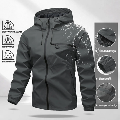 Unisex All-Weather Jacket—Waterproof and Windproof Lightweight Outdoor Hooded Jacket with Adjustable Cuffs