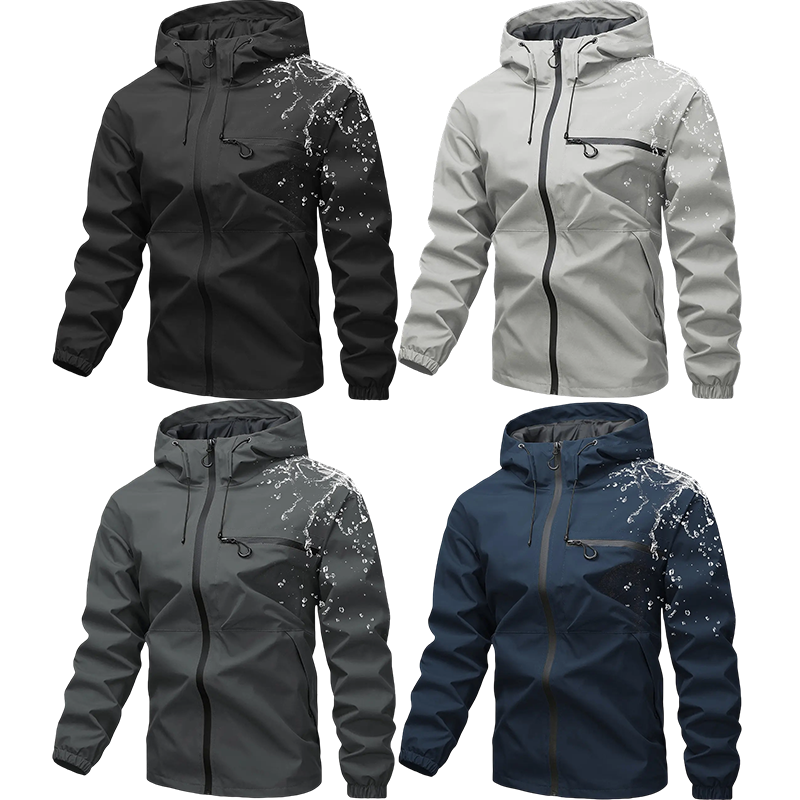 Unisex All-Weather Jacket—Waterproof and Windproof Lightweight Outdoor Hooded Jacket with Adjustable Cuffs