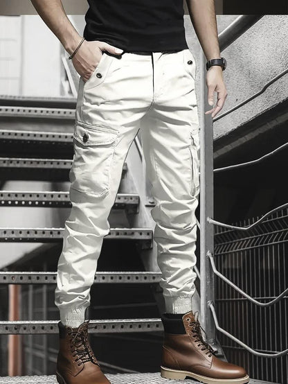 Men's Heavyweight Pants Compatible with Leggings - Workwear Trousers, Multi-Pocket Outdoor Pants with Belt Loop Closure and No Zipper, Suitable for Winter (Solid Color) - Machine Washable