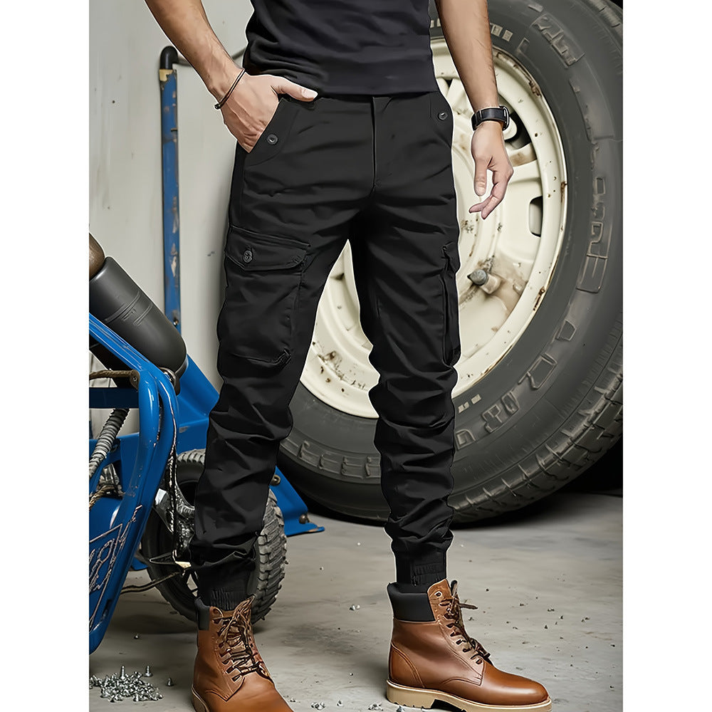 Men's Heavyweight Pants Compatible with Leggings - Workwear Trousers, Multi-Pocket Outdoor Pants with Belt Loop Closure and No Zipper, Suitable for Winter (Solid Color) - Machine Washable