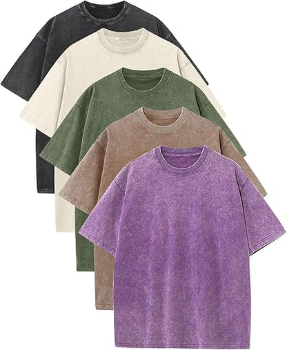 Men’s Oversized Vintage Acid-Wash T-Shirt Heavyweight Cotton Streetwear for Gym & Everyday Wear
