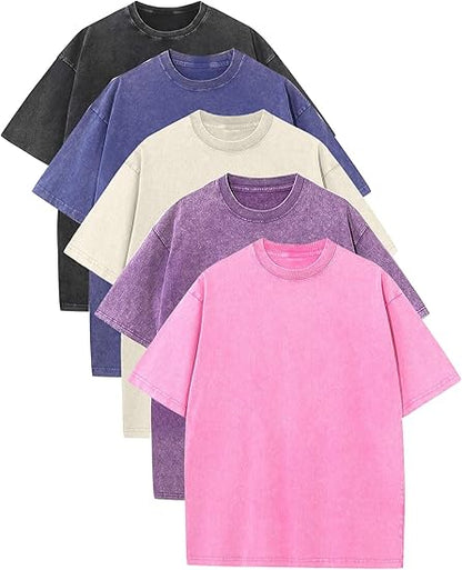 Men’s Oversized Vintage Acid-Wash T-Shirt Heavyweight Cotton Streetwear for Gym & Everyday Wear