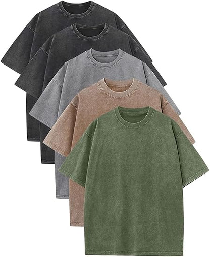 Men’s Oversized Vintage Acid-Wash T-Shirt Heavyweight Cotton Streetwear for Gym & Everyday Wear