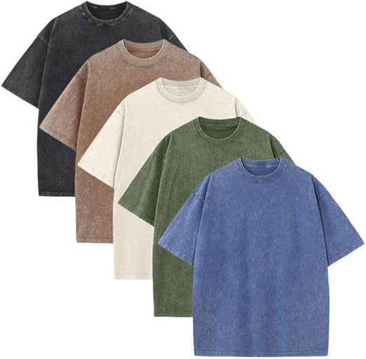 Men’s Oversized Vintage Acid-Wash T-Shirt Heavyweight Cotton Streetwear for Gym & Everyday Wear