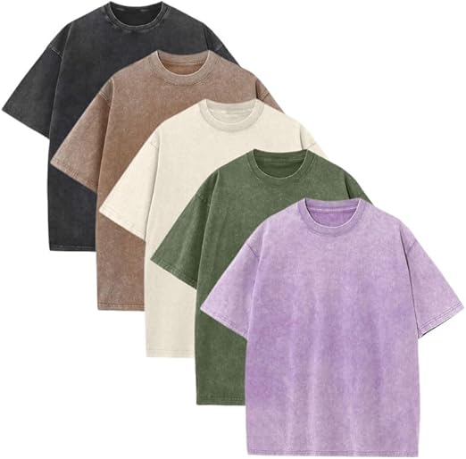 Men’s Oversized Vintage Acid-Wash T-Shirt Heavyweight Cotton Streetwear for Gym & Everyday Wear