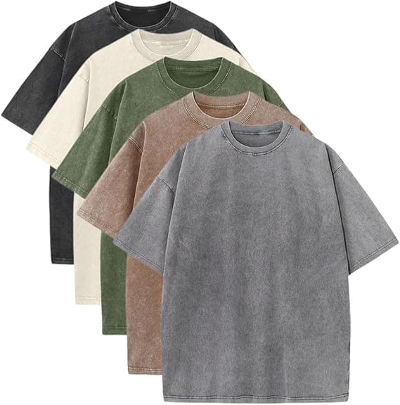 Men’s Oversized Vintage Acid-Wash T-Shirt Heavyweight Cotton Streetwear for Gym & Everyday Wear