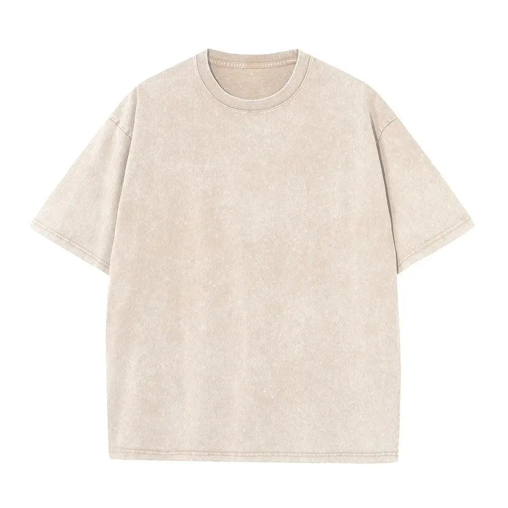 Men’s Oversized Vintage Acid-Wash T-Shirt Heavyweight Cotton Streetwear for Gym & Everyday Wear