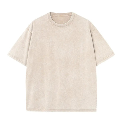 Men’s Oversized Vintage Acid-Wash T-Shirt Heavyweight Cotton Streetwear for Gym & Everyday Wear