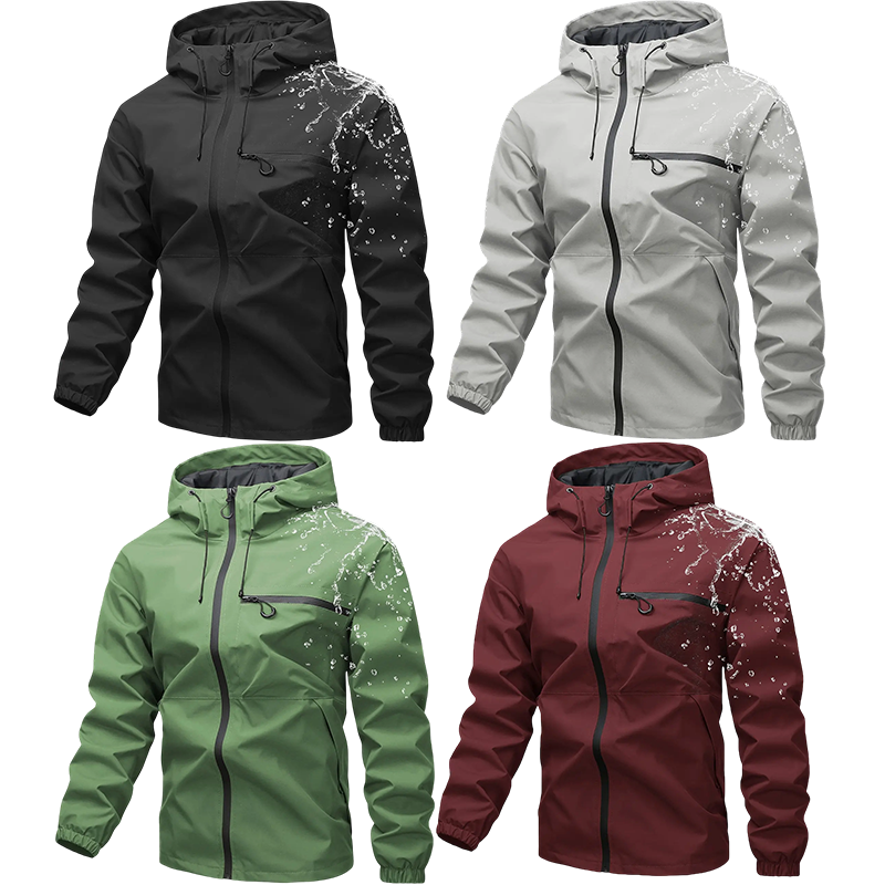 Unisex All-Weather Jacket—Waterproof and Windproof Lightweight Outdoor Hooded Jacket with Adjustable Cuffs
