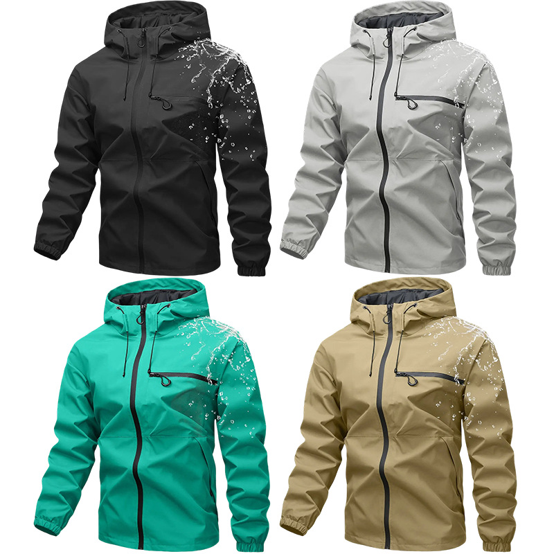 Unisex All-Weather Jacket—Waterproof and Windproof Lightweight Outdoor Hooded Jacket with Adjustable Cuffs