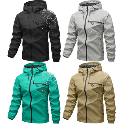 Unisex All-Weather Jacket—Waterproof and Windproof Lightweight Outdoor Hooded Jacket with Adjustable Cuffs