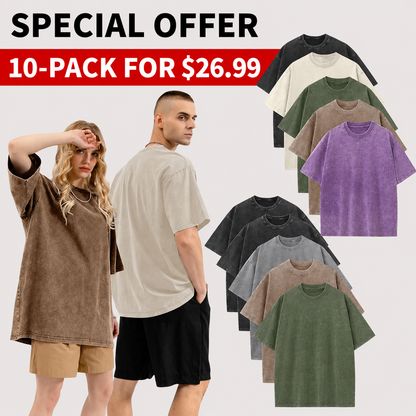 Men’s Oversized Vintage Acid-Wash T-Shirt Heavyweight Cotton Streetwear for Gym & Everyday Wear