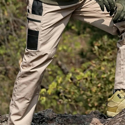 Men's Tactical Work Pants with Multi-Pocket Zipper Design