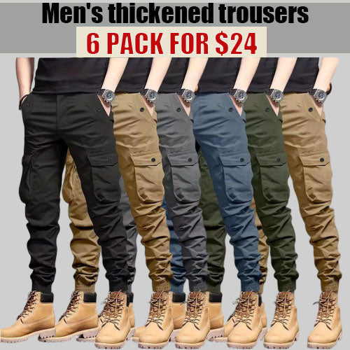 Men's Heavyweight Pants Compatible with Leggings - Workwear Trousers, Multi-Pocket Outdoor Pants with Belt Loop Closure and No Zipper, Suitable for Winter (Solid Color) - Machine Washable