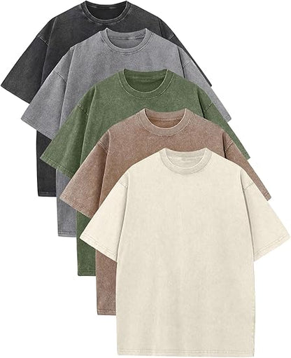 Men’s Oversized Vintage Acid-Wash T-Shirt Heavyweight Cotton Streetwear for Gym & Everyday Wear