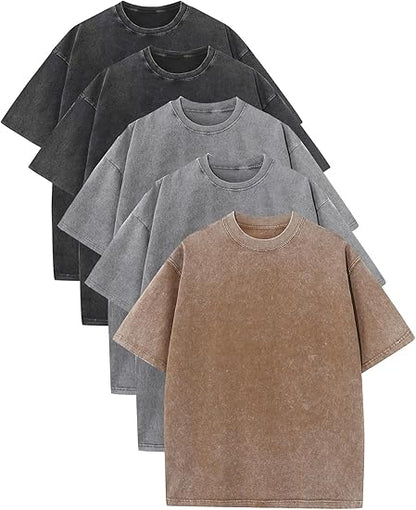 Men’s Oversized Vintage Acid-Wash T-Shirt Heavyweight Cotton Streetwear for Gym & Everyday Wear