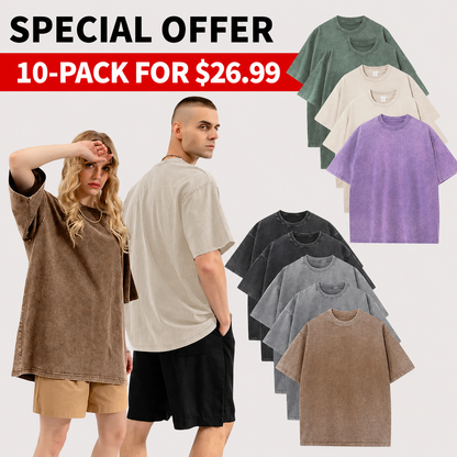 Men’s Oversized Vintage Acid-Wash T-Shirt Heavyweight Cotton Streetwear for Gym & Everyday Wear