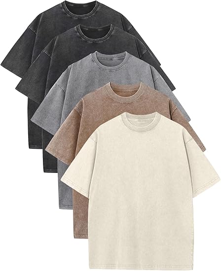 Men’s Oversized Vintage Acid-Wash T-Shirt Heavyweight Cotton Streetwear for Gym & Everyday Wear