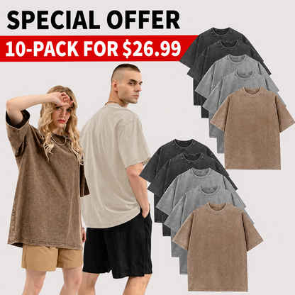 Men’s Oversized Vintage Acid-Wash T-Shirt Heavyweight Cotton Streetwear for Gym & Everyday Wear