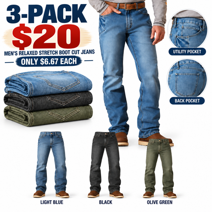 🔥 BESTSELLER Men's Relaxed Stretch Boot Cut Jeans