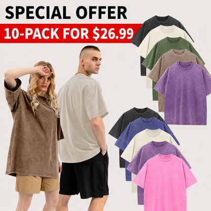 Men’s Oversized Vintage Acid-Wash T-Shirt Heavyweight Cotton Streetwear for Gym & Everyday Wear