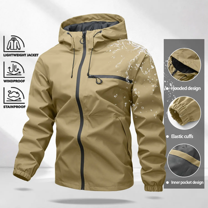 Unisex All-Weather Jacket—Waterproof and Windproof Lightweight Outdoor Hooded Jacket with Adjustable Cuffs