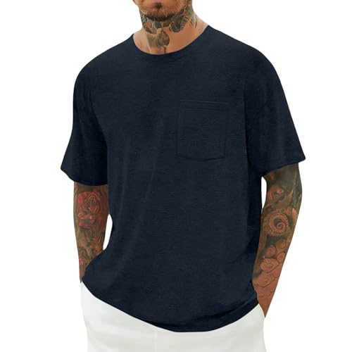 🔥Men's Heavyweight Cotton Pocket T-Shirt – Relaxed Fit Everyday Casual Tee | Big & Tall Available