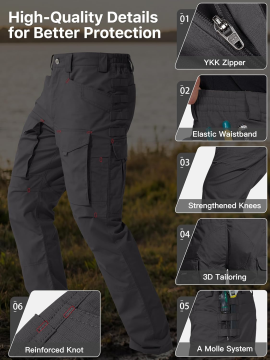 Men's Cargo Pants,Tactical Pants for Men Stretch,Durable Ripstop EDC Work Pants for Hiking