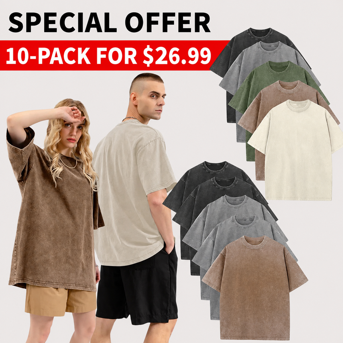 Men’s Oversized Vintage Acid-Wash T-Shirt Heavyweight Cotton Streetwear for Gym & Everyday Wear